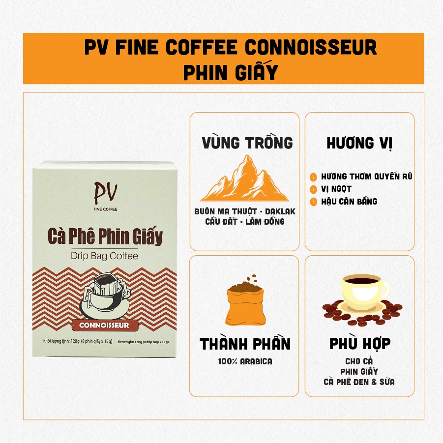 コーヒー PV Fine Coffee Connoisseur ペーパーフィルター8袋 Phuong Vy Coffee