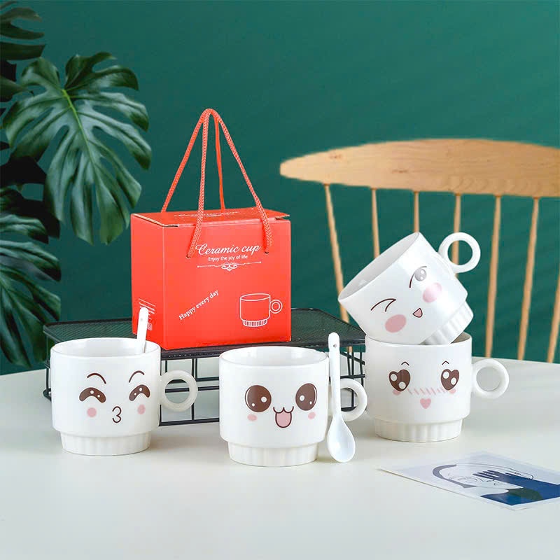 QDECOR emoji マグカップ 猫柄×サボテン 300ml QDECOR
