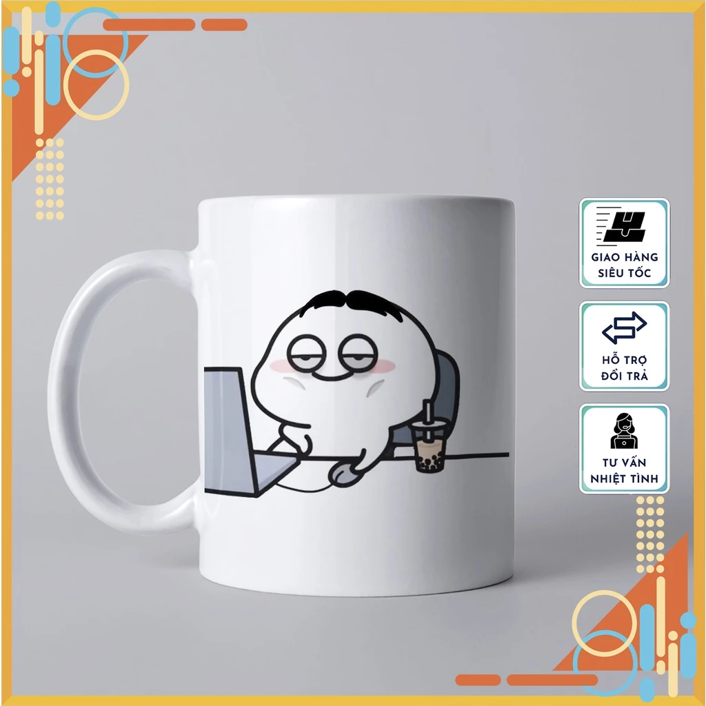 キュービー柄 セラミックマグカップ No.2 | かわいい陶器製コップ | 高級ギフト・普段使いに最適