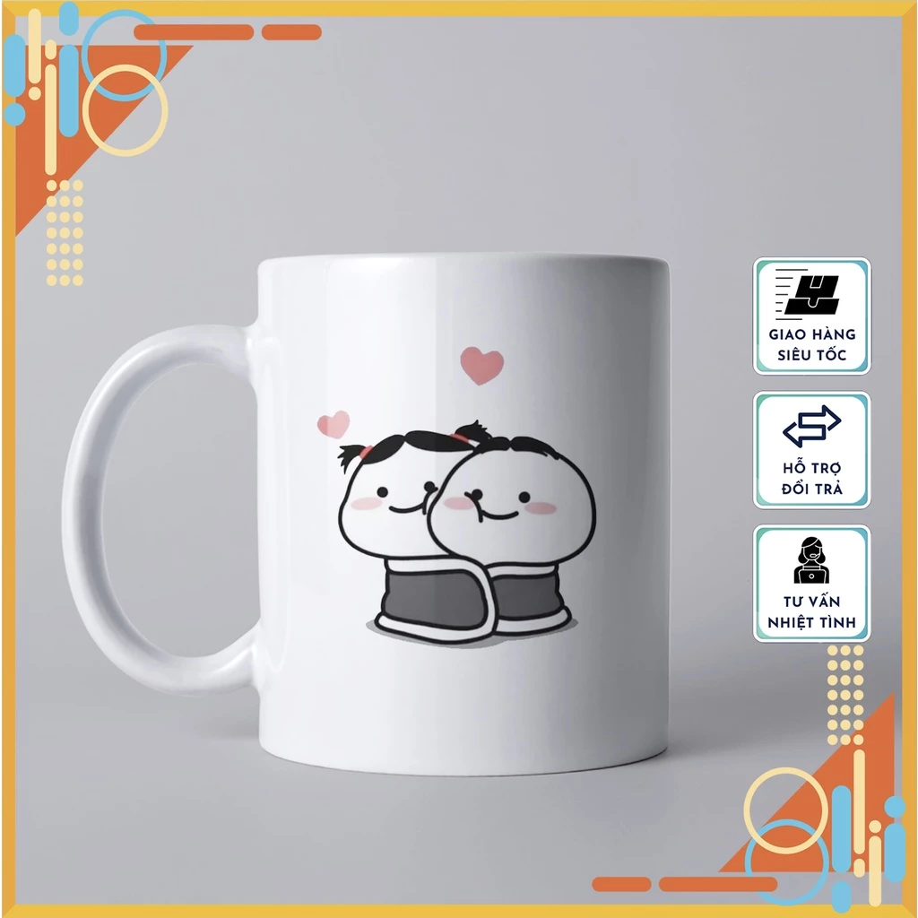 Quby (キュービー)柄 セラミックマグカップ No.42 - 毎日使える可愛い陶器製コップ 高級ギフトにも