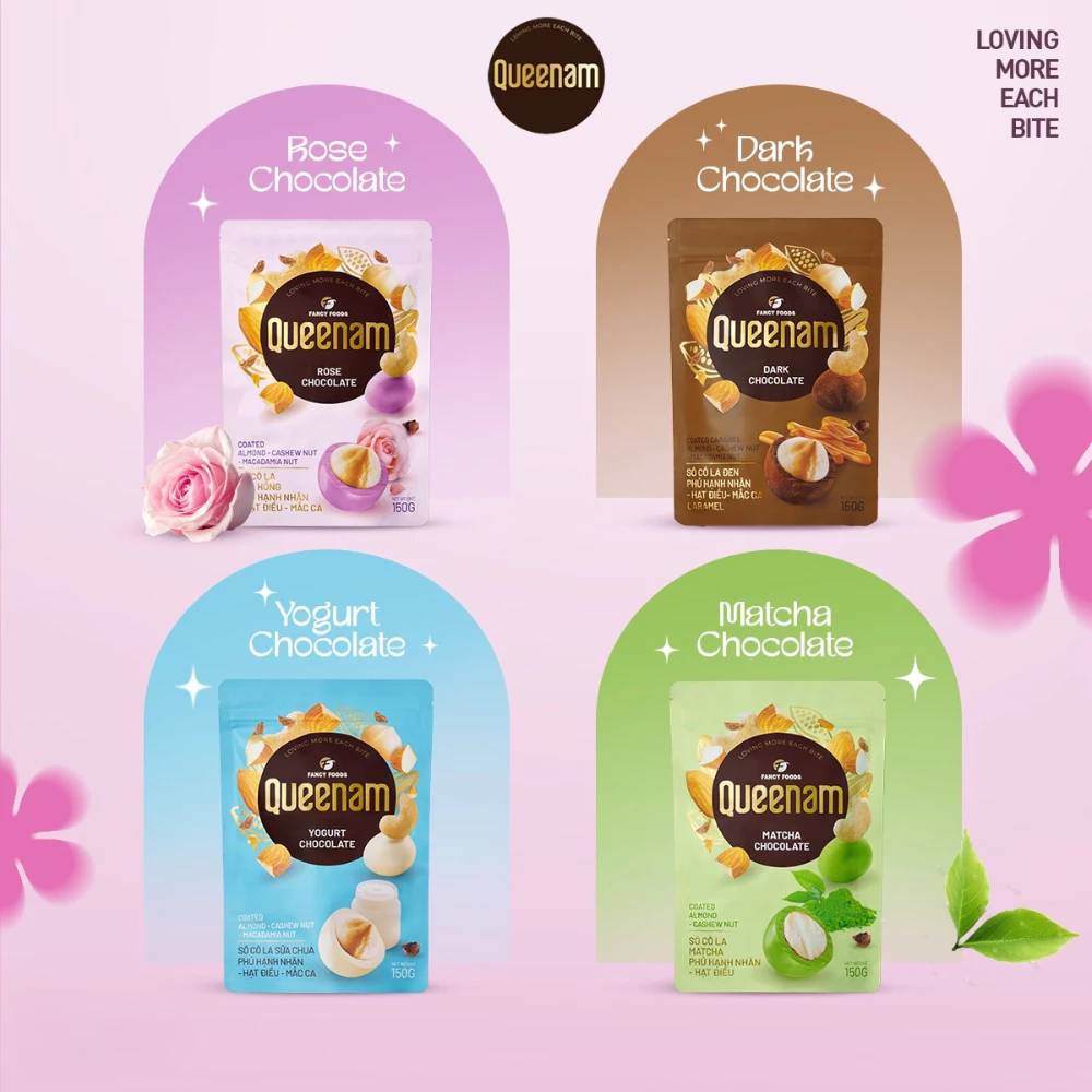 クイーナム 栄養ナッツ入り ローズ柚子風味チョコレート 150gパック