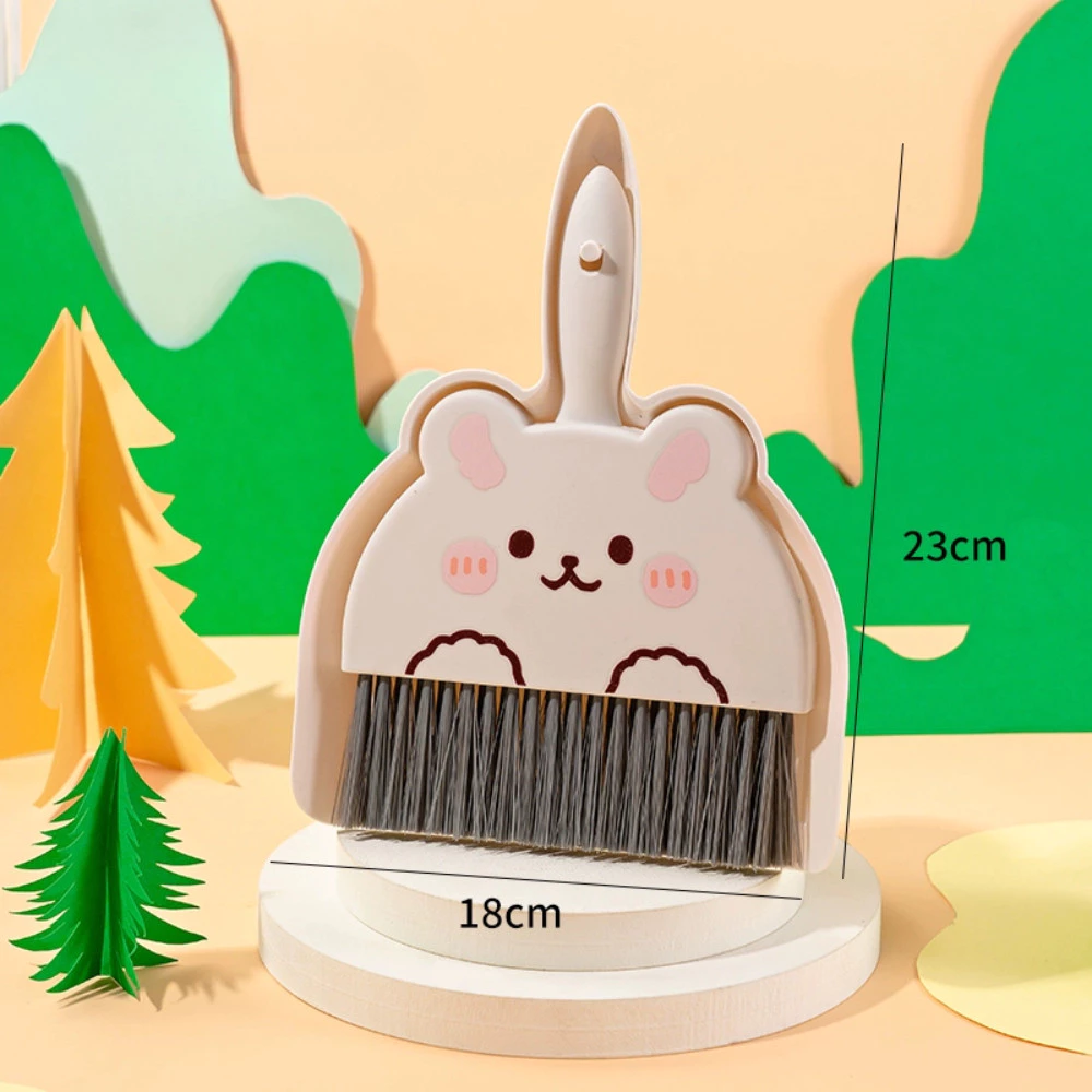 うさぎ型コンパクト卓上ミニほうき＆ちりとりセット - デスク、ペット、子供の学習スペースを清潔に