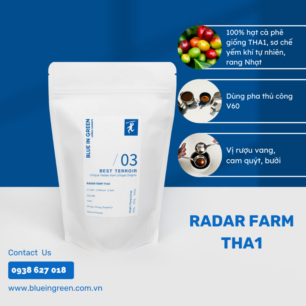 Radar Farm THA1 ローストコーヒー - ライトロースト - ブルーイングリーンコーヒーロースター - 200gr - 機械挽き