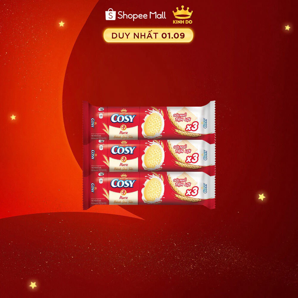 【ランダムパッケージ】Cosy マリーミルクビスケット 120g×3箱セット - ベトナムNo.1ブランドのサクサクおやつ