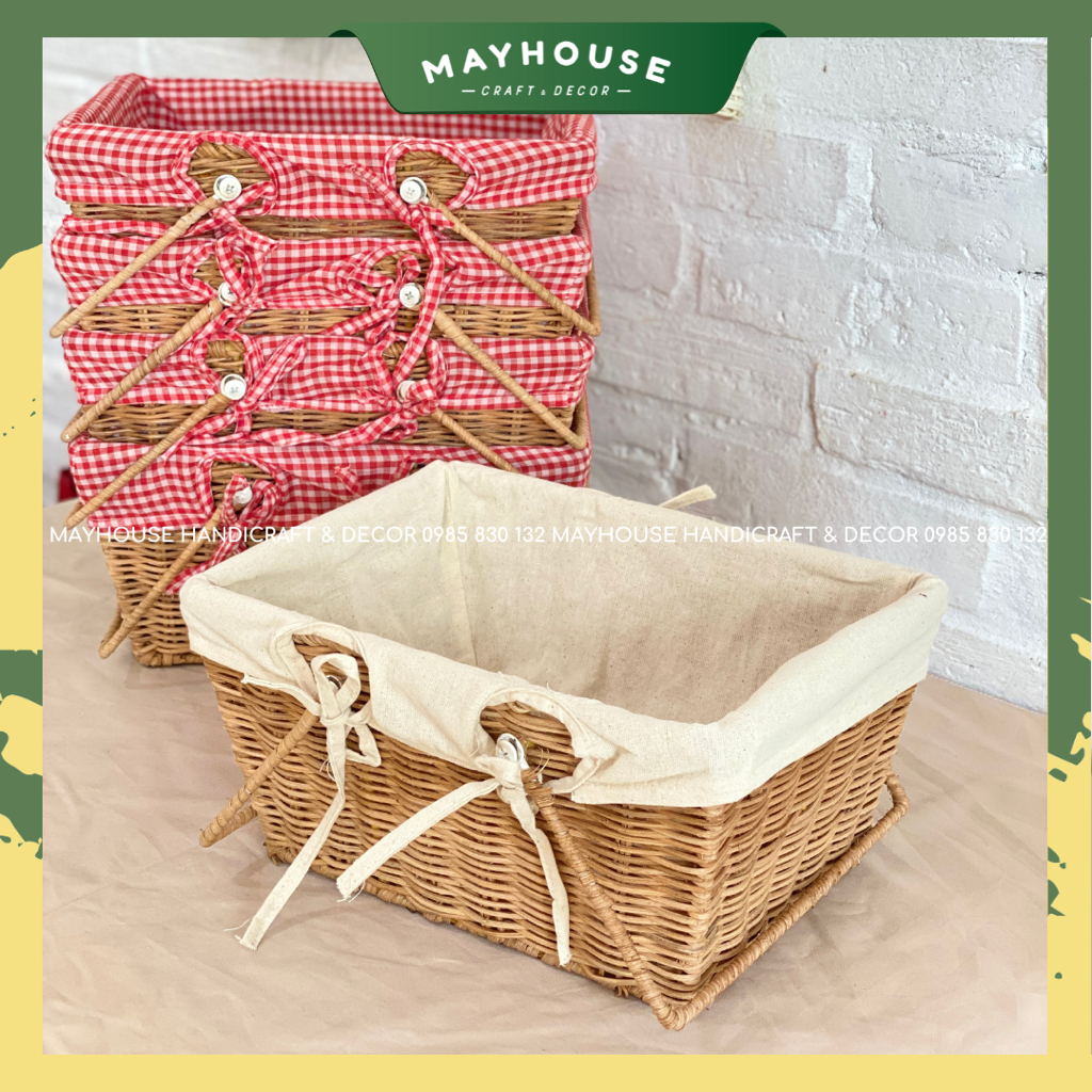 籐製バスケット 裏地付き MAYHOUSE CRAFT&DECOR
