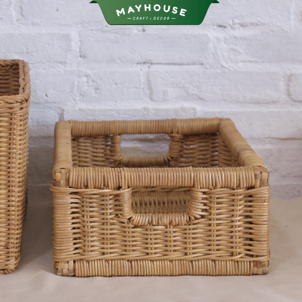 籐製バスケット 木枠 収納 装飾用 MAYHOUSE CRAFT&DECOR