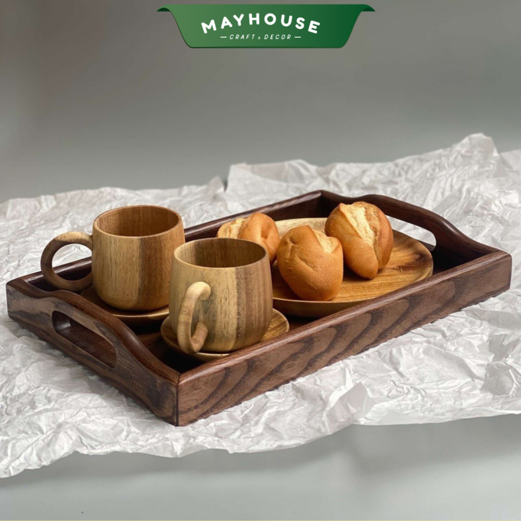 木製トレイ ハンドル付き 長方形 アッシュウッド MAYHOUSE CRAFT&DECOR