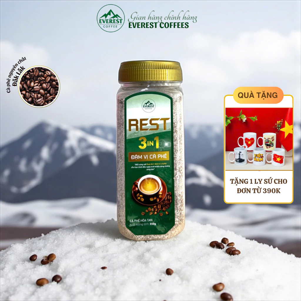 REST 3in1 エベレスト 濃厚ミルクコーヒー 350g – ベトナム輸出品質インスタントコーヒー R35
