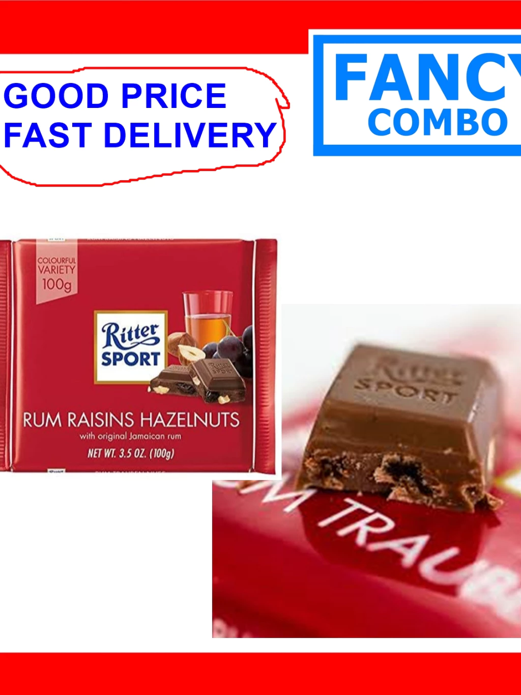 リッタースポーツ ラムレーズンヘーゼルナッツチョコレート 100g