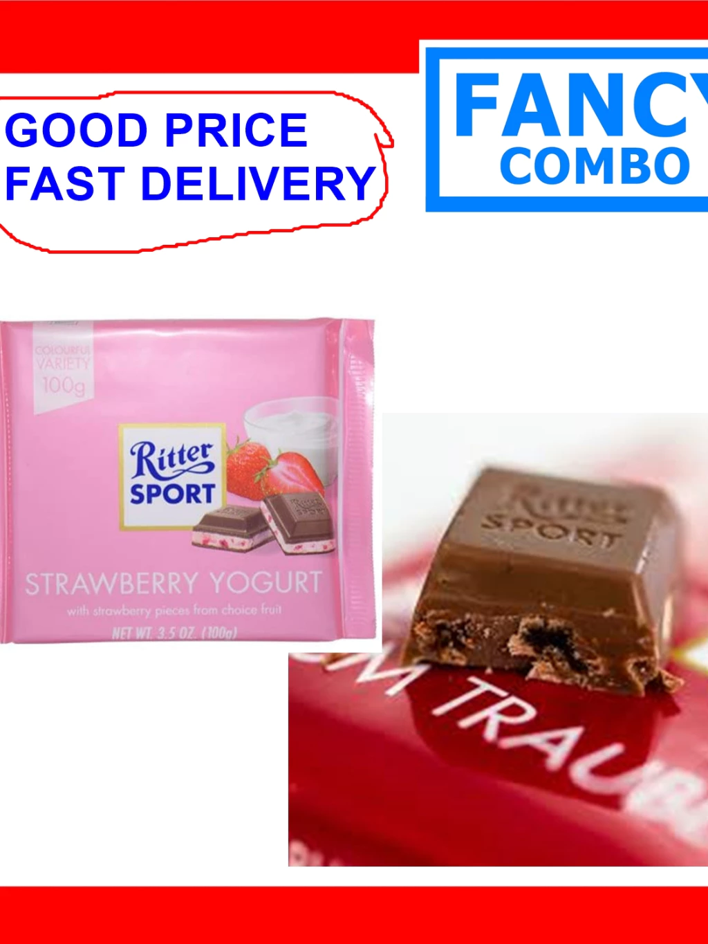 リッタースポーツ ストロベリーヨーグルトチョコレート 100g ドイツ輸入菓子