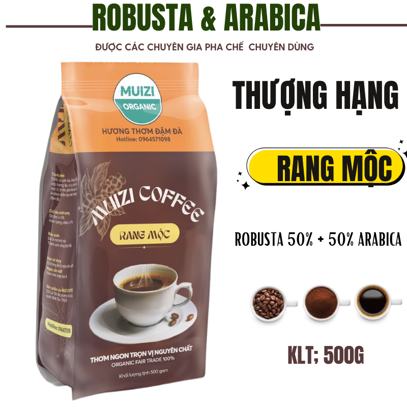 ロースト モック ロブスタ ピュア コーヒー豆 50% + 50% ARABICA プレミアム グレード (500G) - フィルター/マシン用の予備粉砕粉末