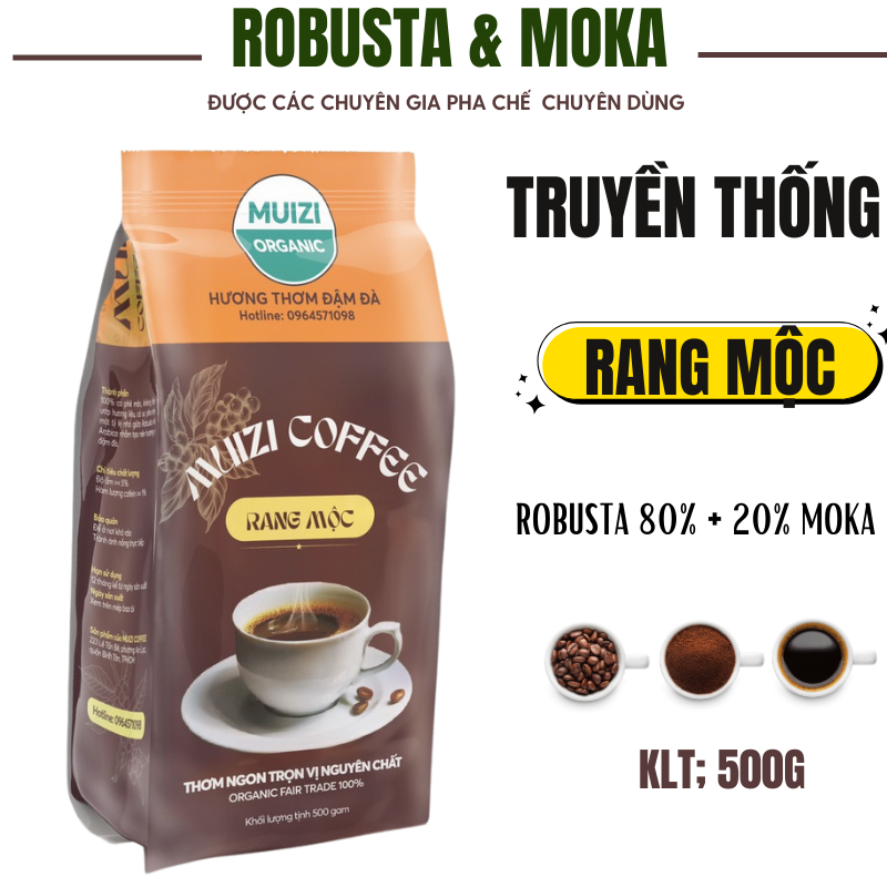 ロースト モック ロブスタ ピュア コーヒー豆 80% + 20%MOKA トラディショナル タイプ (250G) - 前処理された丸豆