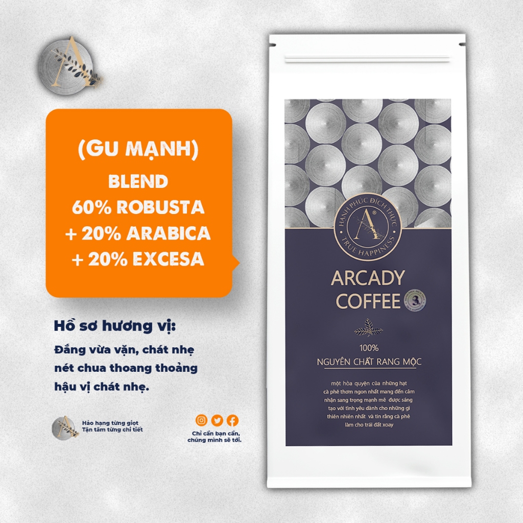 ロースト ピュア コーヒー NO. 3 GU ミディアム ブレンド 2/6/2 (アラビカ + ロエルサ) - ARCADBUSTA + EXCY COFFEE - 25gr トライアル版