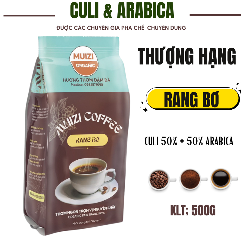 CULI バター 50% + 50% ARABICA プレミアムグレードを使用したロースト純粋なコーヒー豆 (250G) - 前処理された丸ごとの豆