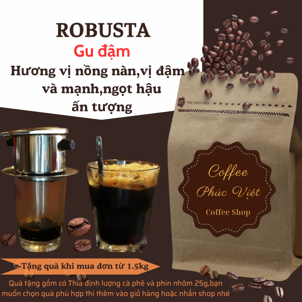 ロブスタコーヒー - 100% 純粋な焙煎コーヒー - Dak Lak 素朴なコーヒー 250gr/パッケージ - フィルターブリュー