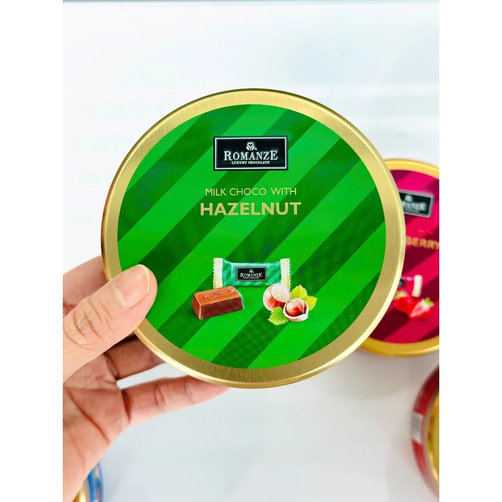 ロマンツェ グリーン 円形缶チョコレート 105g (マレーシア産)