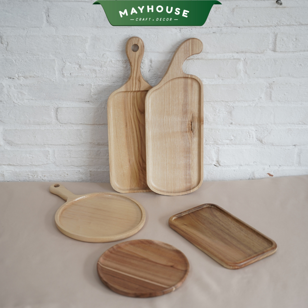 木製プレート ハンドル付き 丸型 長方形 装飾用 MAYHOUSE CRAFT&DECOR