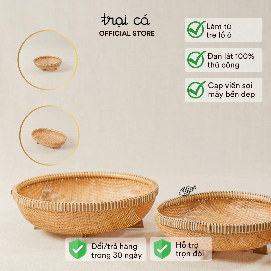 竹かご 丸型 足付き 楕円形 家庭用品 食卓装飾用 TRAI CA