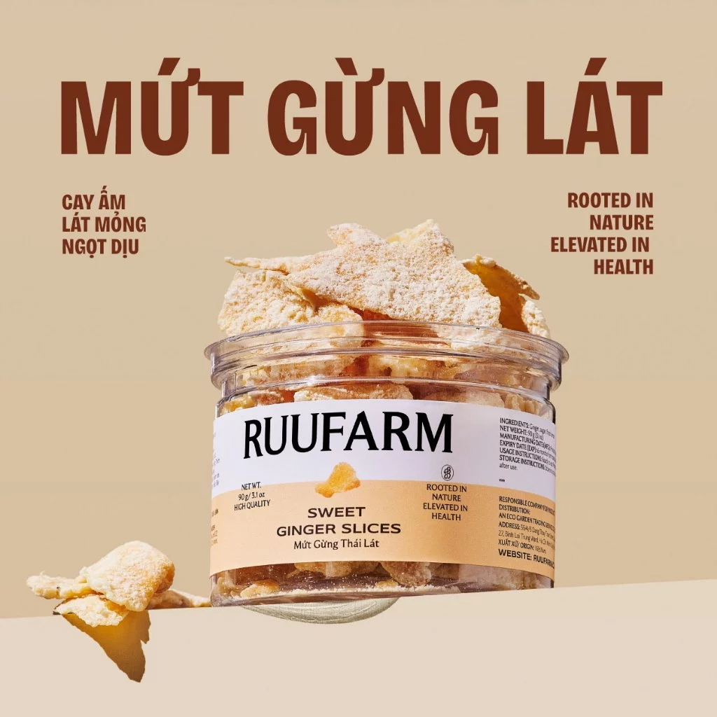 RUUFARM 辛口スライス生姜糖 140g瓶