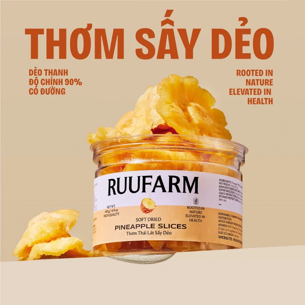 RUUFARM 熱帯産ソフトドライパイナップル 140g（瓶入り）