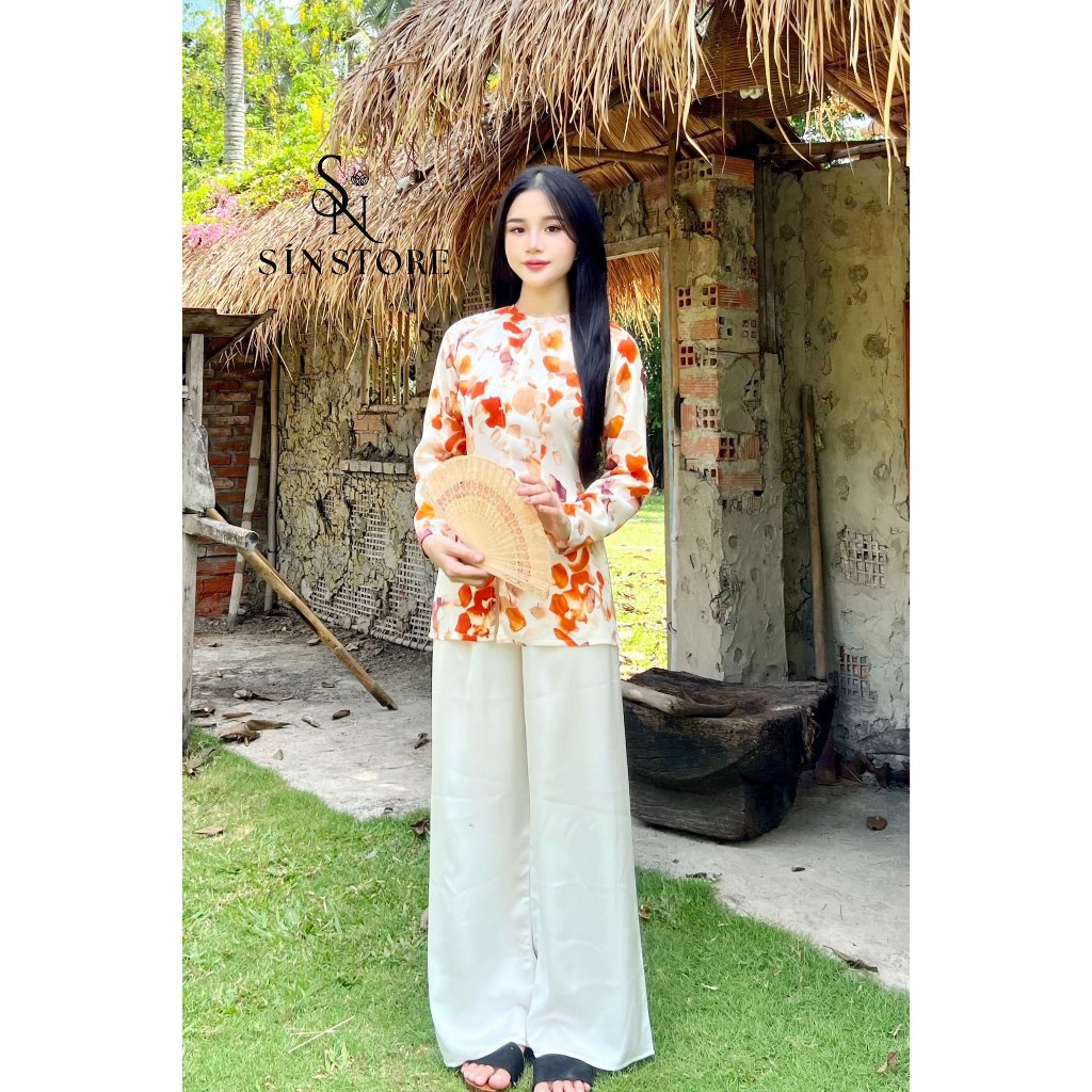 SÍN STORE バババ レディース伝統衣装 花柄シルク 上下セット L サイズ