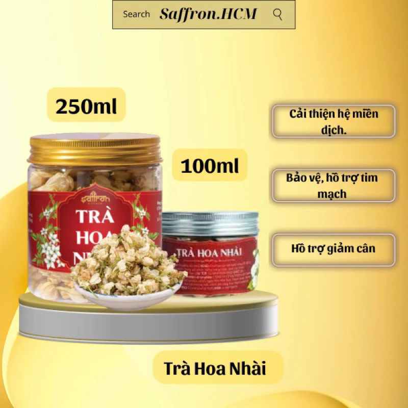 ベトナム産 サフランジャスミン茶（冷凍乾燥・丸ごと花）8g プラスチックジャー入り