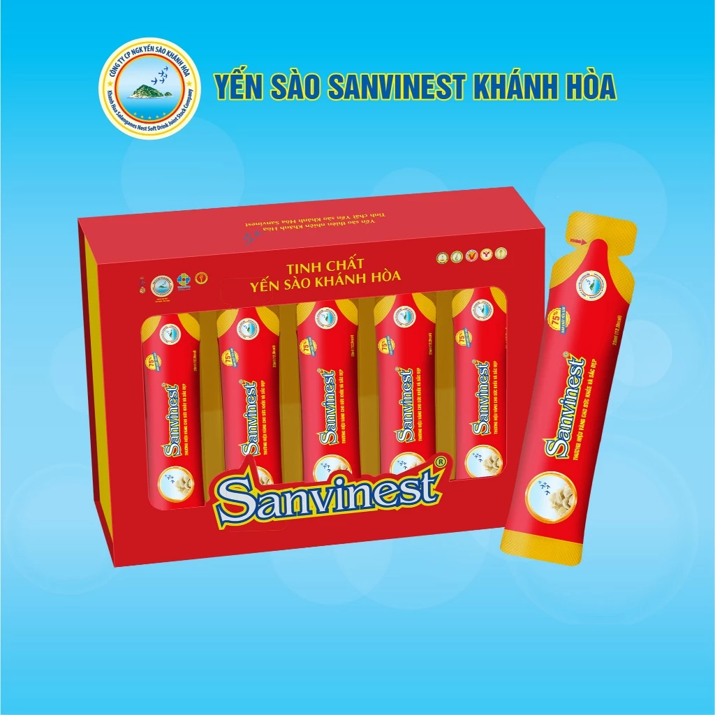 Sanvinest カインホア産 燕の巣エッセンス 75% (砂糖入り) 25ml x 20袋 - ギフトセット【全年齢対応】