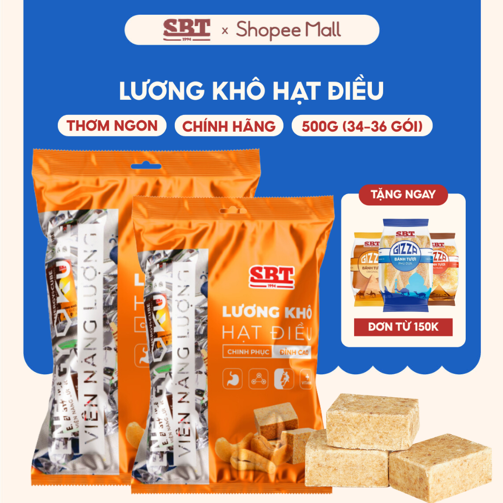 SBT Lương Khô Vị Hạt Điều 500g エネルギー補給、天然のカシューナッツ風味 SBT