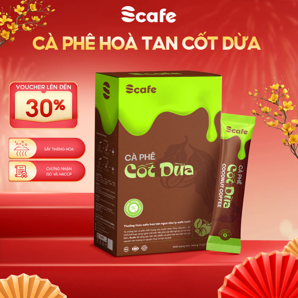 SCAFE インスタントココナッツコーヒー 9袋入り (16g x 9袋)