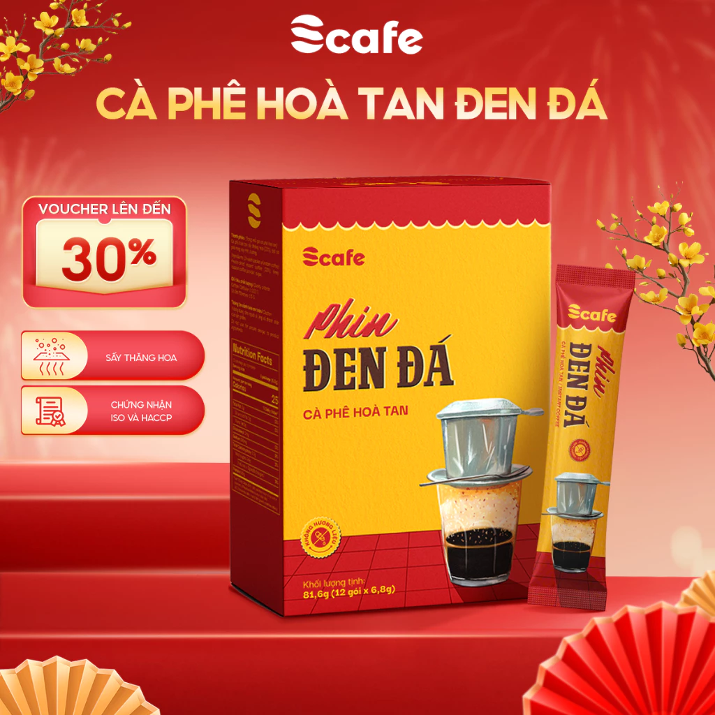 Scafe ベトナム インスタントブラックアイスコーヒー 12袋入り (6.8g x 12)