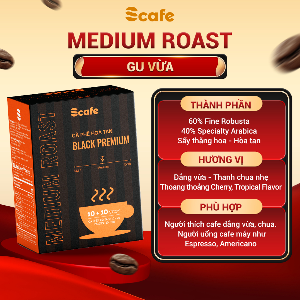 Scafe Vietnam Black Premium Instant Coffee Freeze-Dried Fine Robusta and Arabica Blend Medium Roast 100g Scafe Vietnam