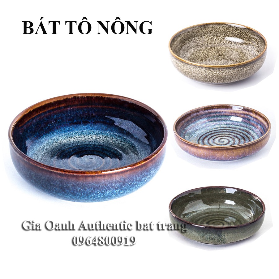 バッチャン焼き(陶器)のボウル(直径17cm、高さ13cm)  BAT TO NONG OANH GIA AUTHENTIC BAT TRANG