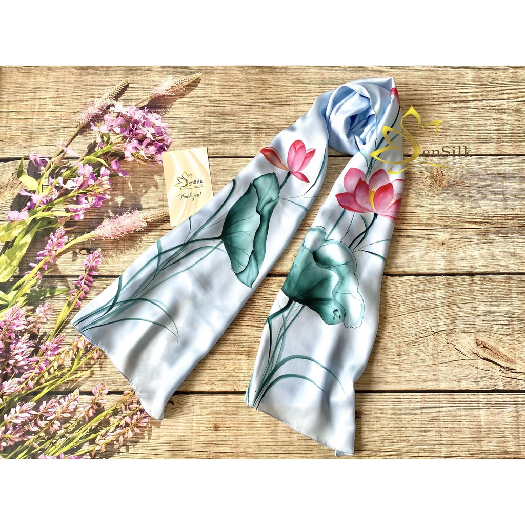 SenSilk シルクスカーフ 水色 180x55cm