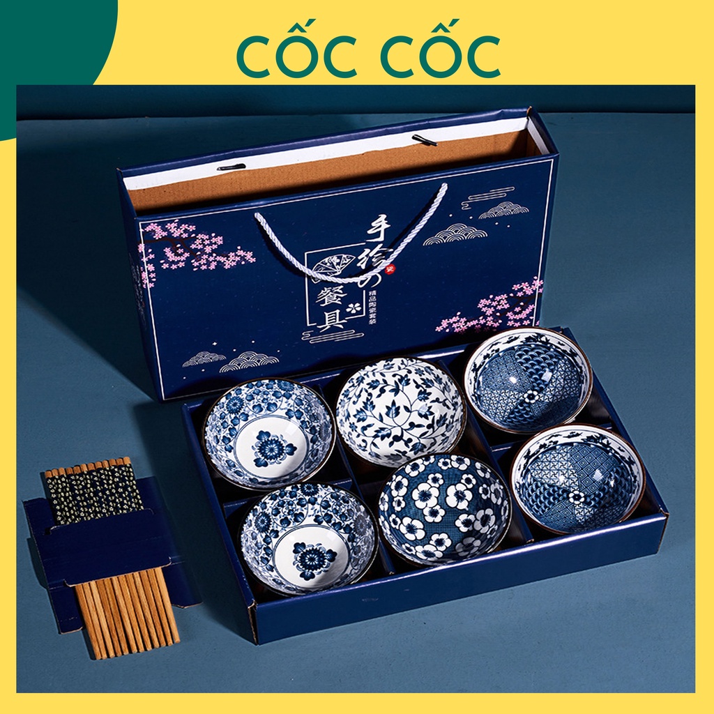 贈り物として使用されるカップバッグ付きの日本の桜の磁器ボウルを6つの磁器ボウル、キッチンデコレーション - モデル1
