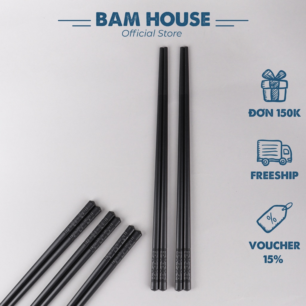 箸 10膳セット DND05 耐熱プラスチック 黒色 ザラザラ感 高級 Bam House