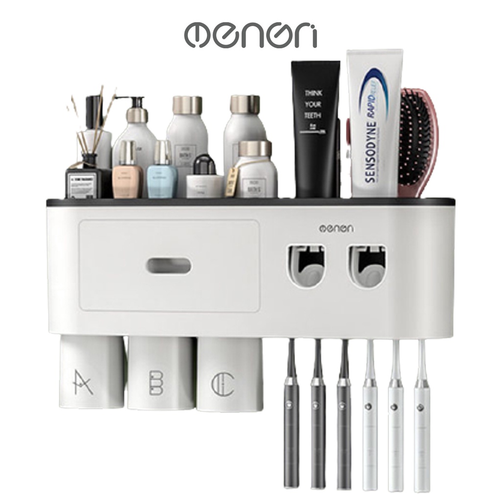 プラスチック製壁掛けラック 自動歯磨き粉ディスペンサー2個セット ABS OENON