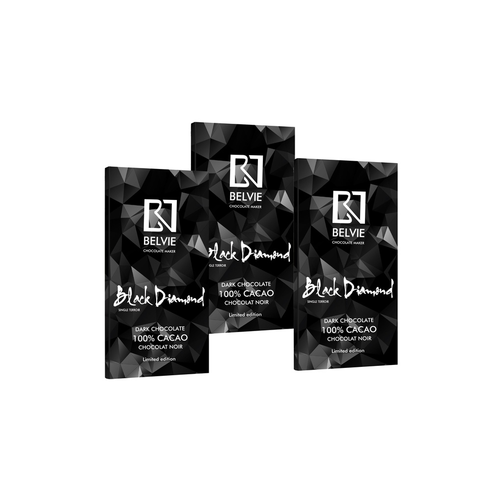 ダークチョコレートバー Black Diamond 100%カカオ  3本セット Belvie