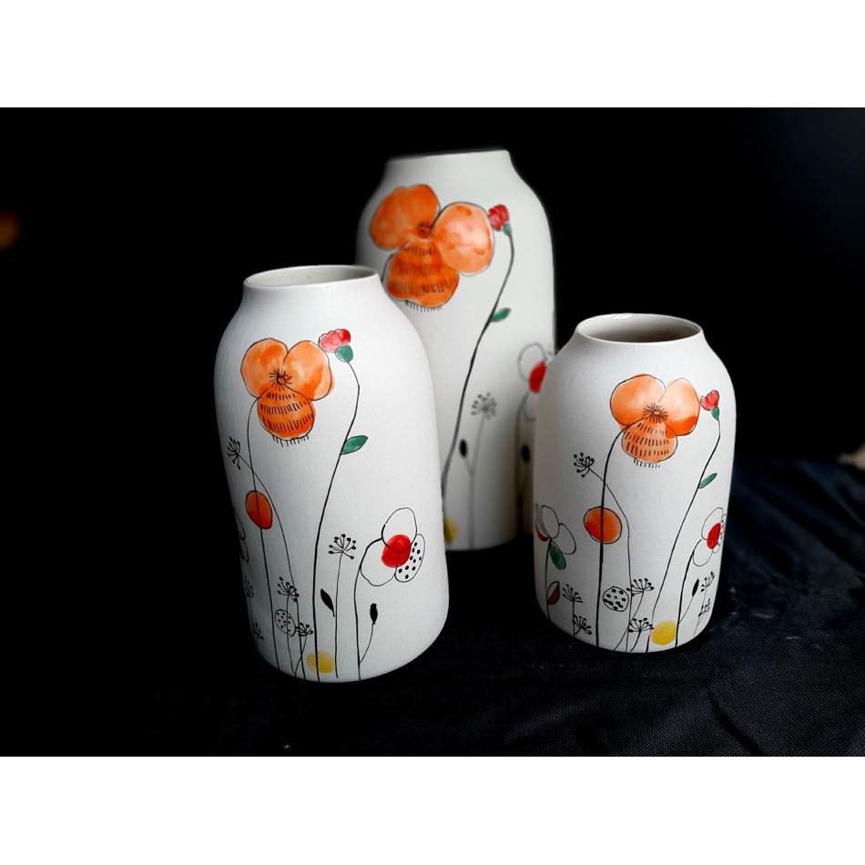 バッチャン焼き(陶器) の花瓶 OANH GIA AUTHENTIC BAT TRANG