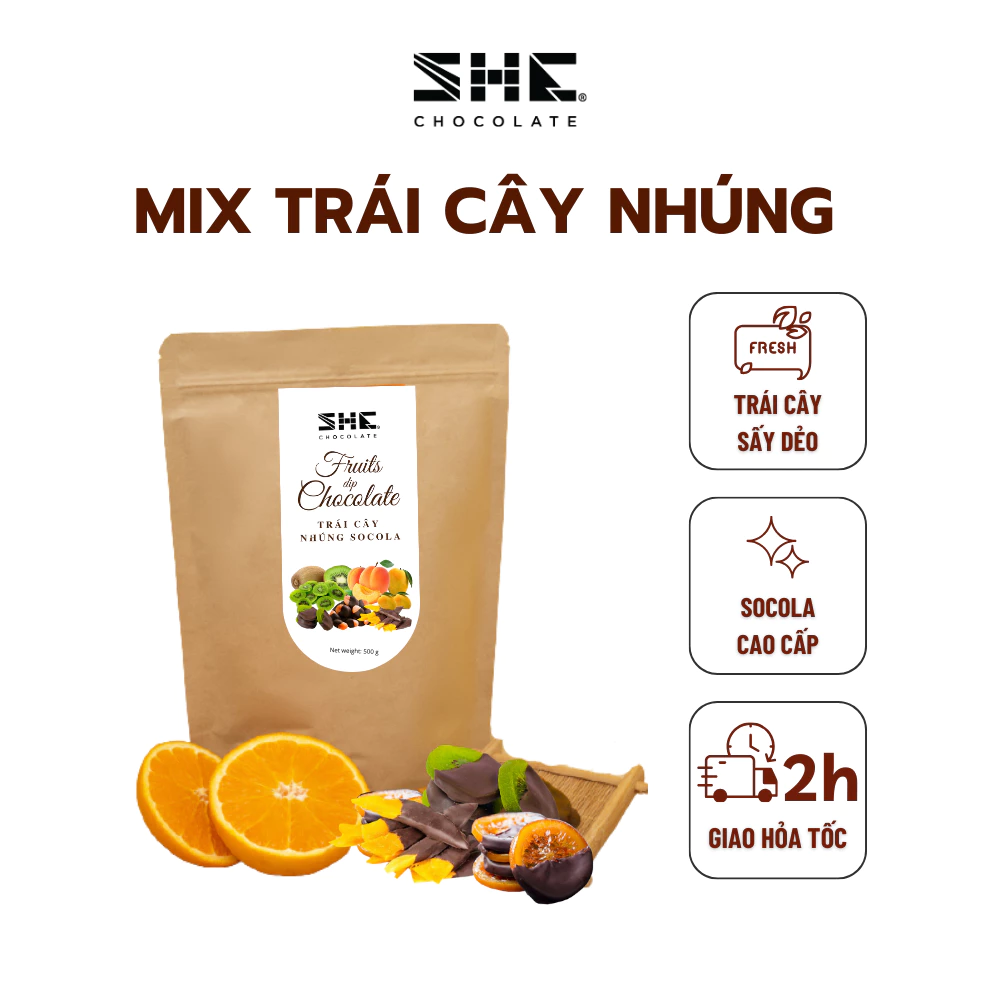 SHEチョコレート 健康志向 3種ミックス ドライフルーツチョコ (キウイ・マンゴー・オレンジ) 500g