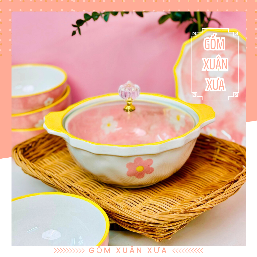 春雅窯 花柄シリーズ 食器セット ピンク花デザイン 6点セット 春雅陶器