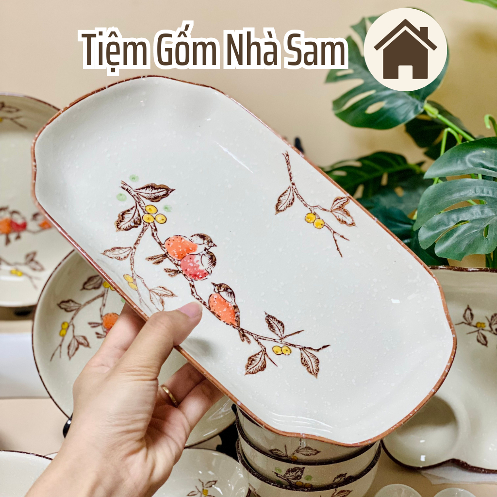 春古窯 和雅 角皿 伝統柄桜模様 24cm 春古陶器