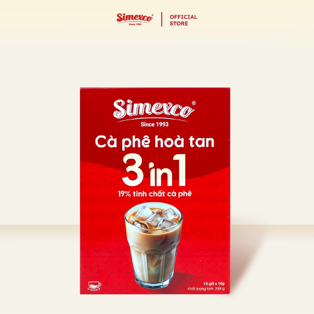 Simexco 3in1 インスタントカフェラテ (18袋 x 16g)