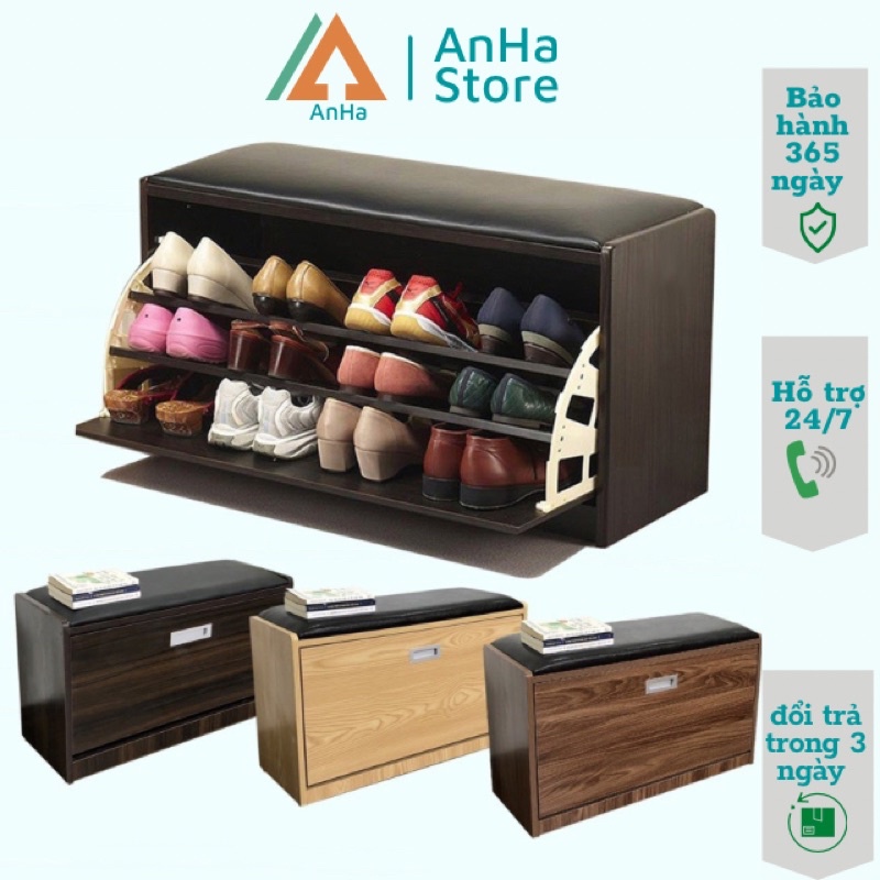 シューズボックス 足乗せ用ソファー(オットマン)付き スマート 数種カラー An Ha Furniture