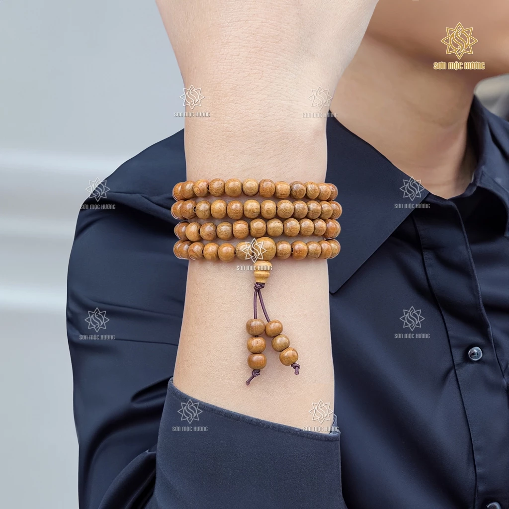 ソンモックフオン 天然バインサインウッド 108珠ブレスレット【男女兼用】微香性 開運・厄除け パワーストーン ベトナム産