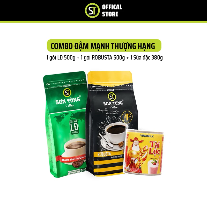 SƠN TÙNG COFFEE プレミアム濃厚コンボ - LDブレンド500g & ロブスタA2 500g + 練乳380gセット