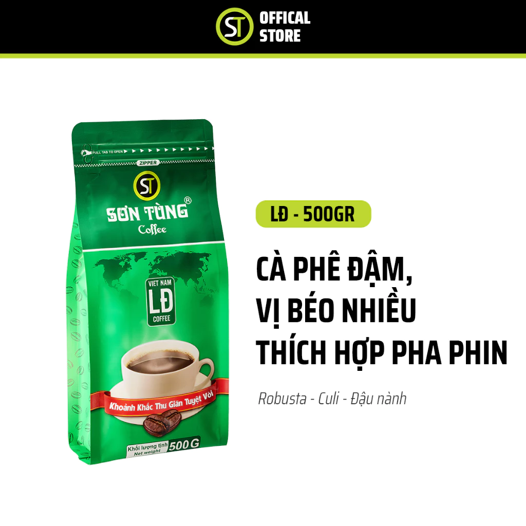 Sơn Tùngコーヒー 伝統ブレンド「LĐ濃いめ」フィルター用挽き豆 10kg箱 (500g x 20袋)