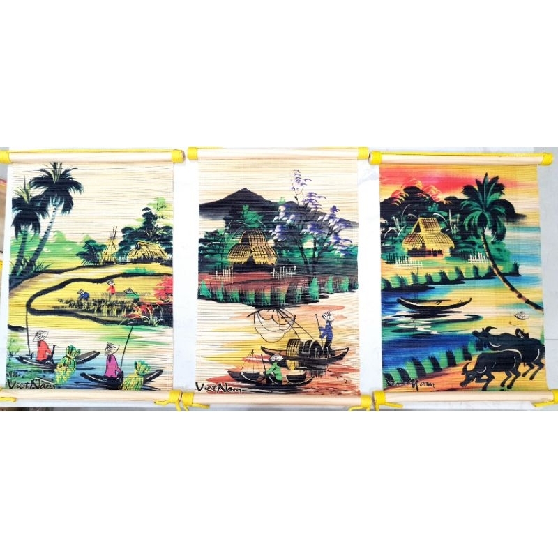 ベトナム雑貨 絵巻(33cm×46cm) 村の風景