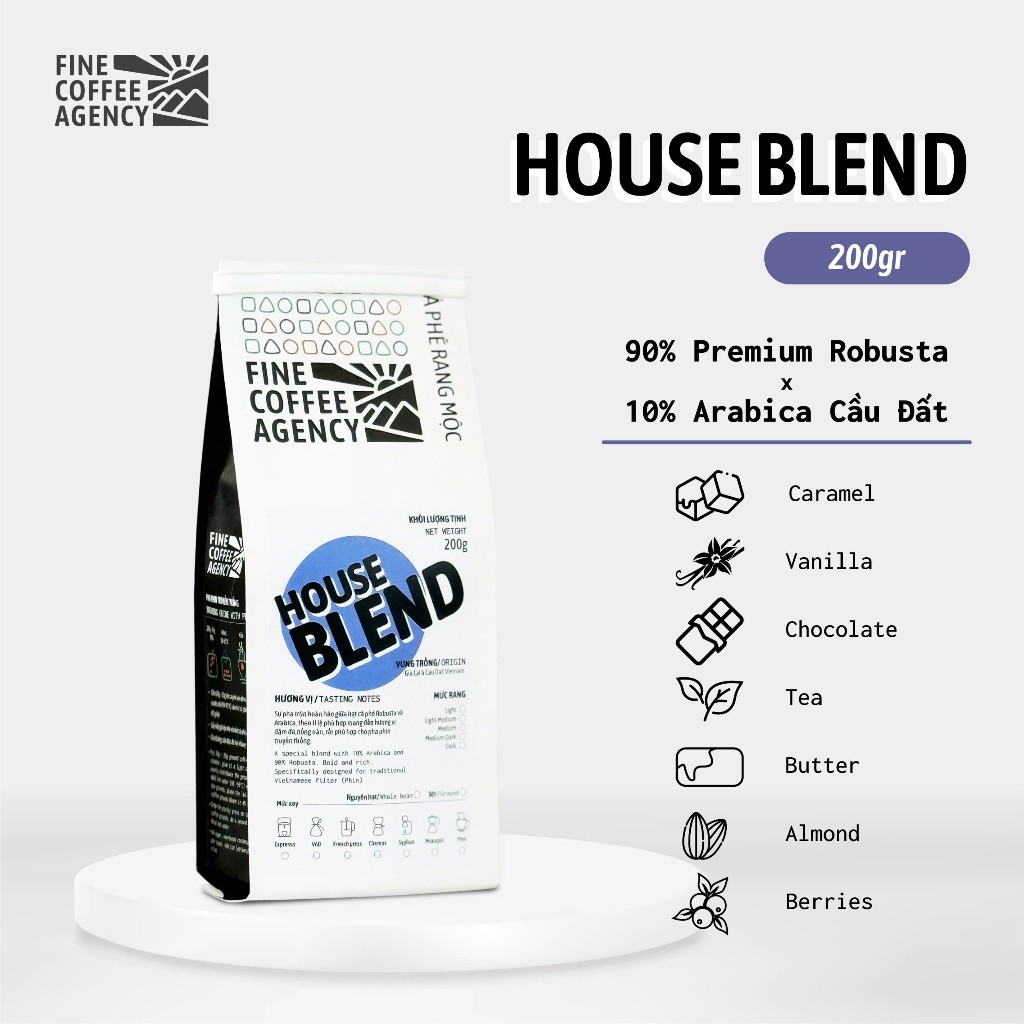 VIETNAM COFFEE　スペシャルブレンド エスプレッソ向け ファインロブスタ80%&アラビカ20% 豆 中煎り 200g