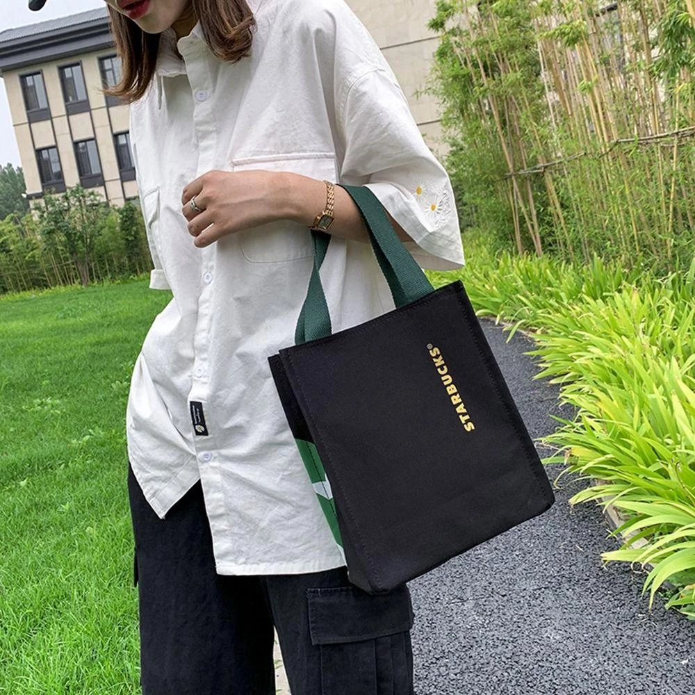 スターバックス風 キャンバス トートバッグ【BLACKBEAR LIMIT】お洒落なコーヒー柄 ランチバッグ エコバッグ レディース