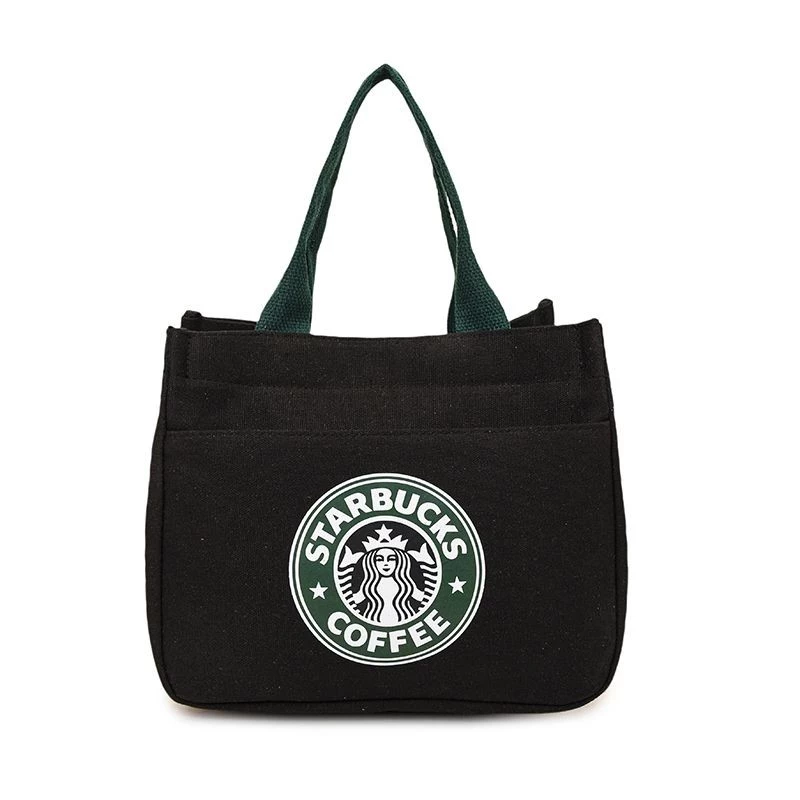 スターバックス風 和風キャンバストートバッグ - 黒